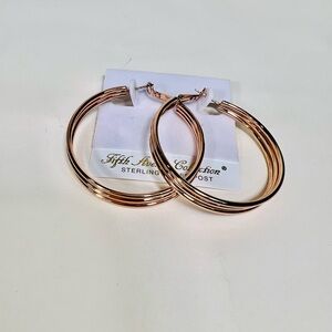 Rose Gold Multi-Band Hoop Earrings Large Statement Hoops